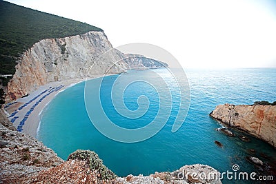 Sunrise view from the top of the beach and the sea of â€‹â€‹Porto Katsiki Stock Photo